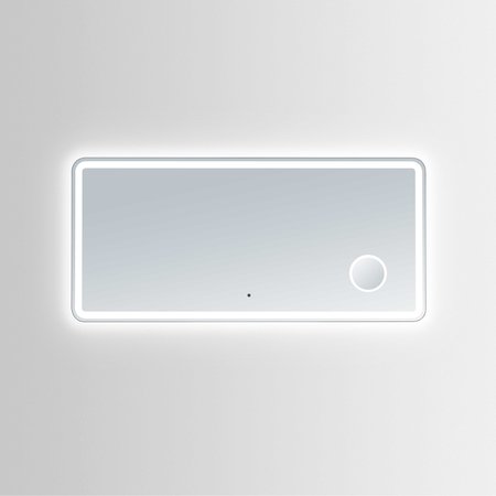 INNOCI-USA Electra 60 in. W x 28 in. H Rectangular Round Corner LED Mirror with Cosmetic Mirror 63666028